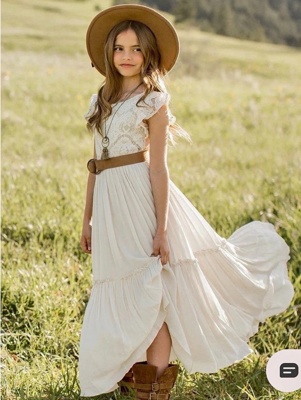 Joyfolie Macy Dress Girls Maxi Dress Cream Size 7